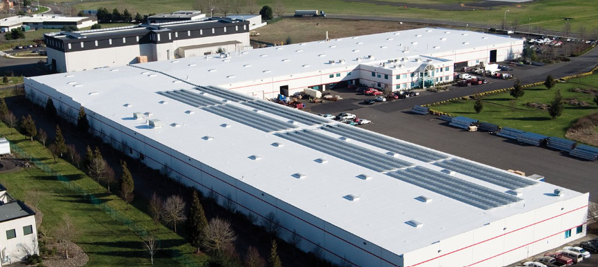 Large warehouse with a durable, weather-resistant roof