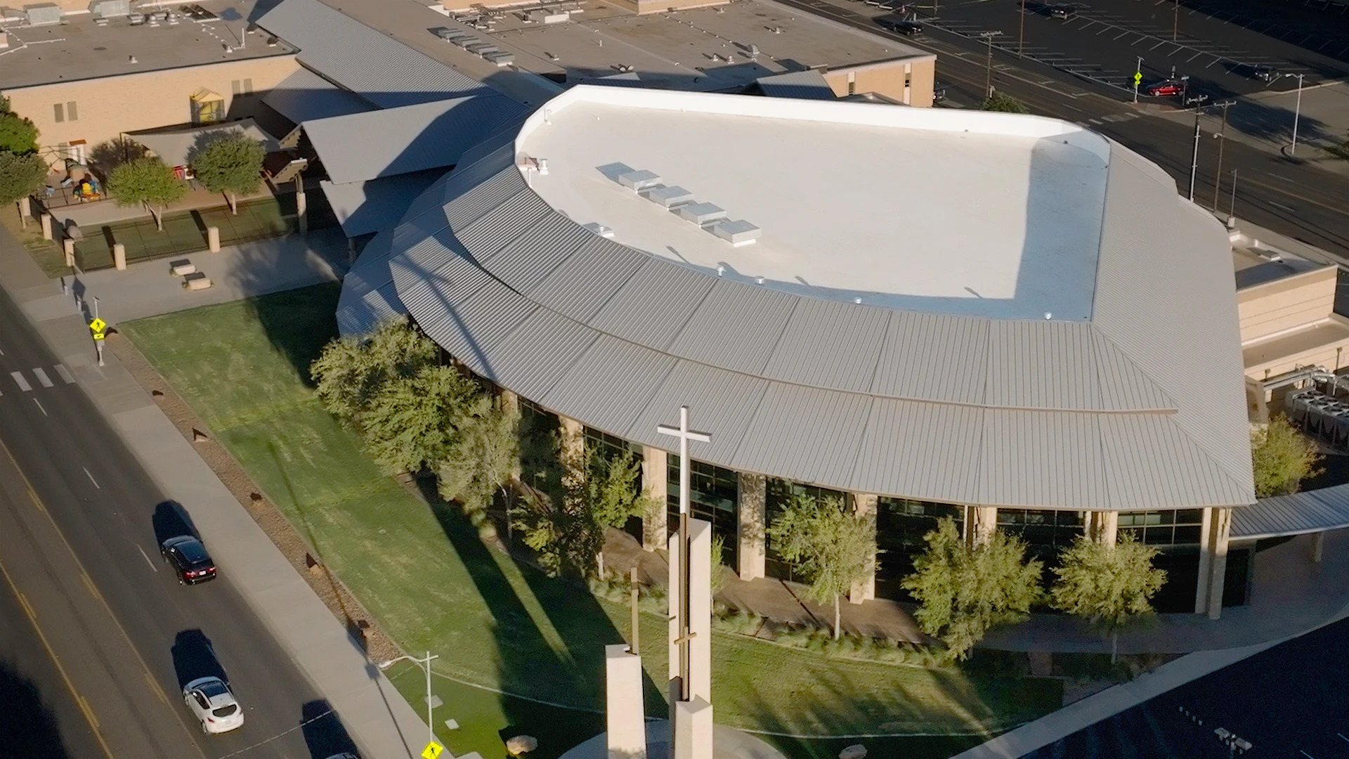  Worship center with a durable, low-maintenance roof