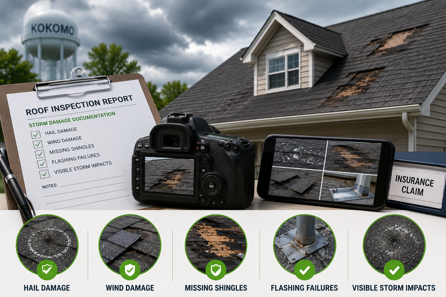 Storm damage roof inspection and claims