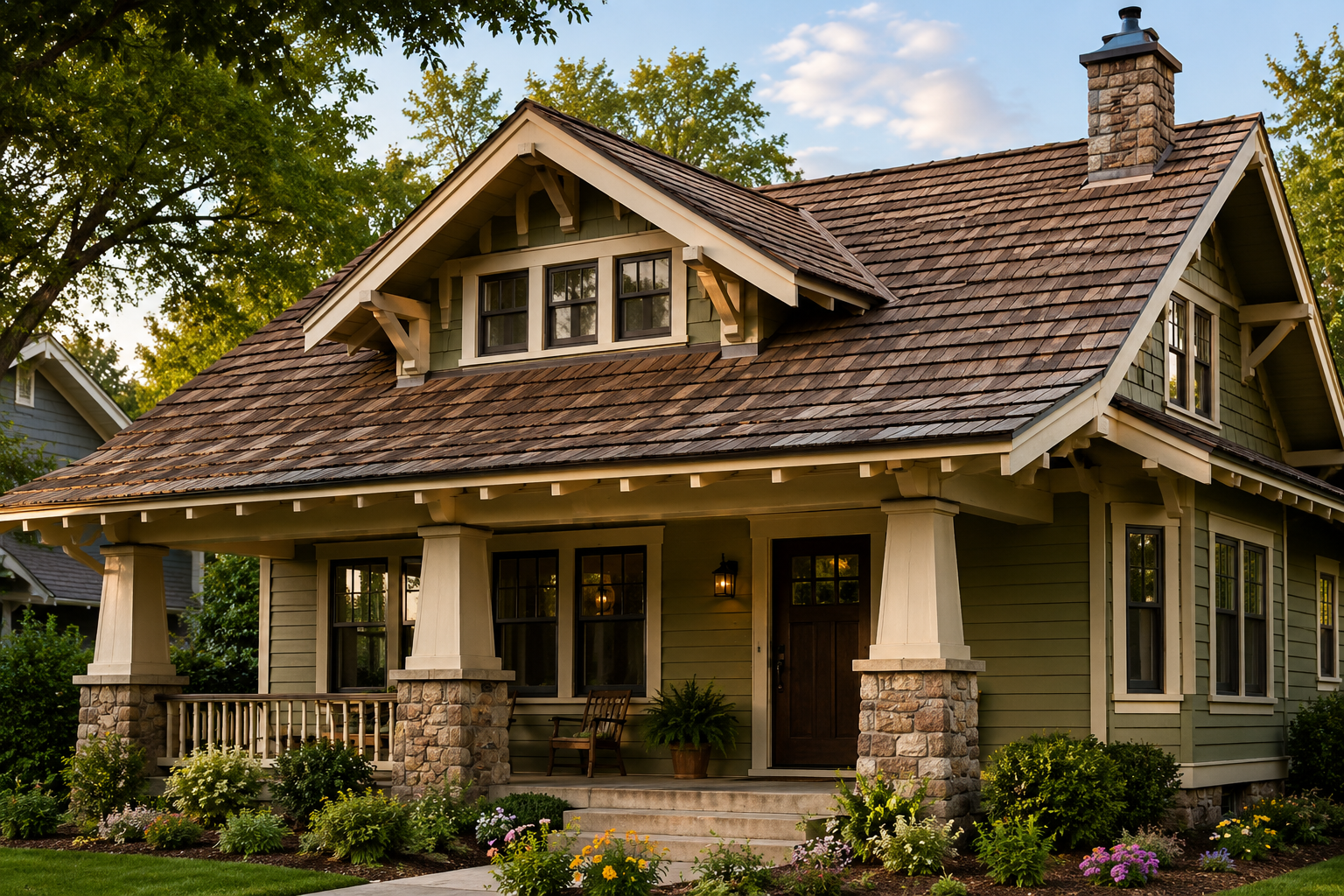 Brava composite cedar shake roof installed on a Lafayette, Indiana home