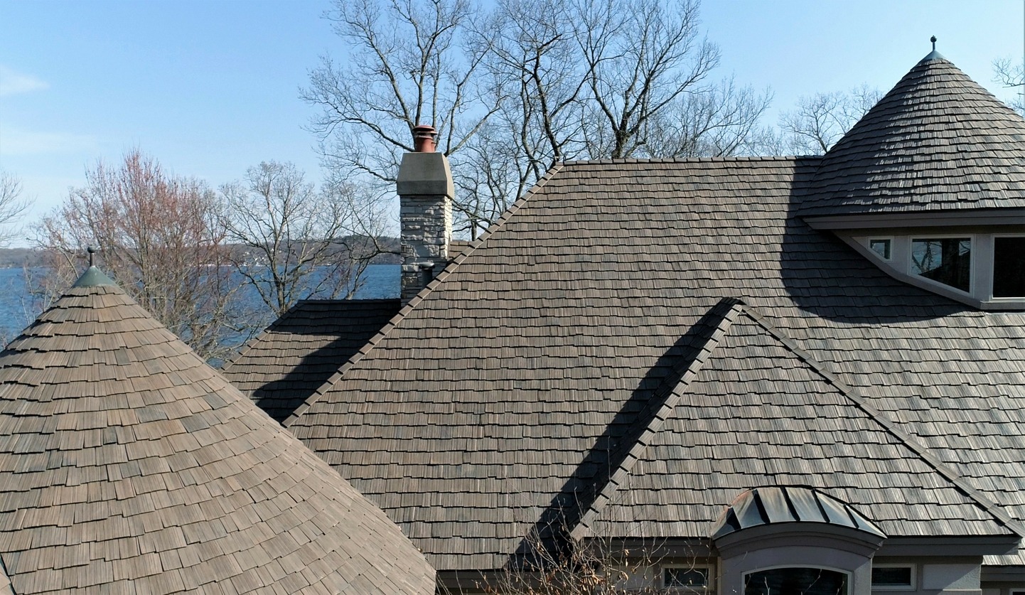 Brava Old World Slate composite roof installed on a Lafayette, Indiana home