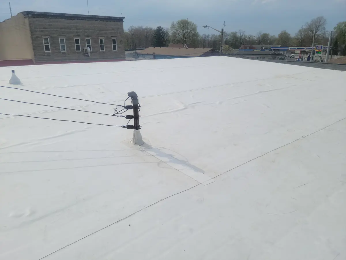 Completed commercial flat roof installation in Burlington, Indiana