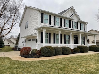 Completed gutter and downspout installation on a home in Lafayette, Indiana