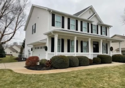 Completed gutter and downspout installation on a home in Lafayette, Indiana